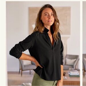 Frank & Eileen Patrick Popover Henley Collar Black Heritage Jersey size small